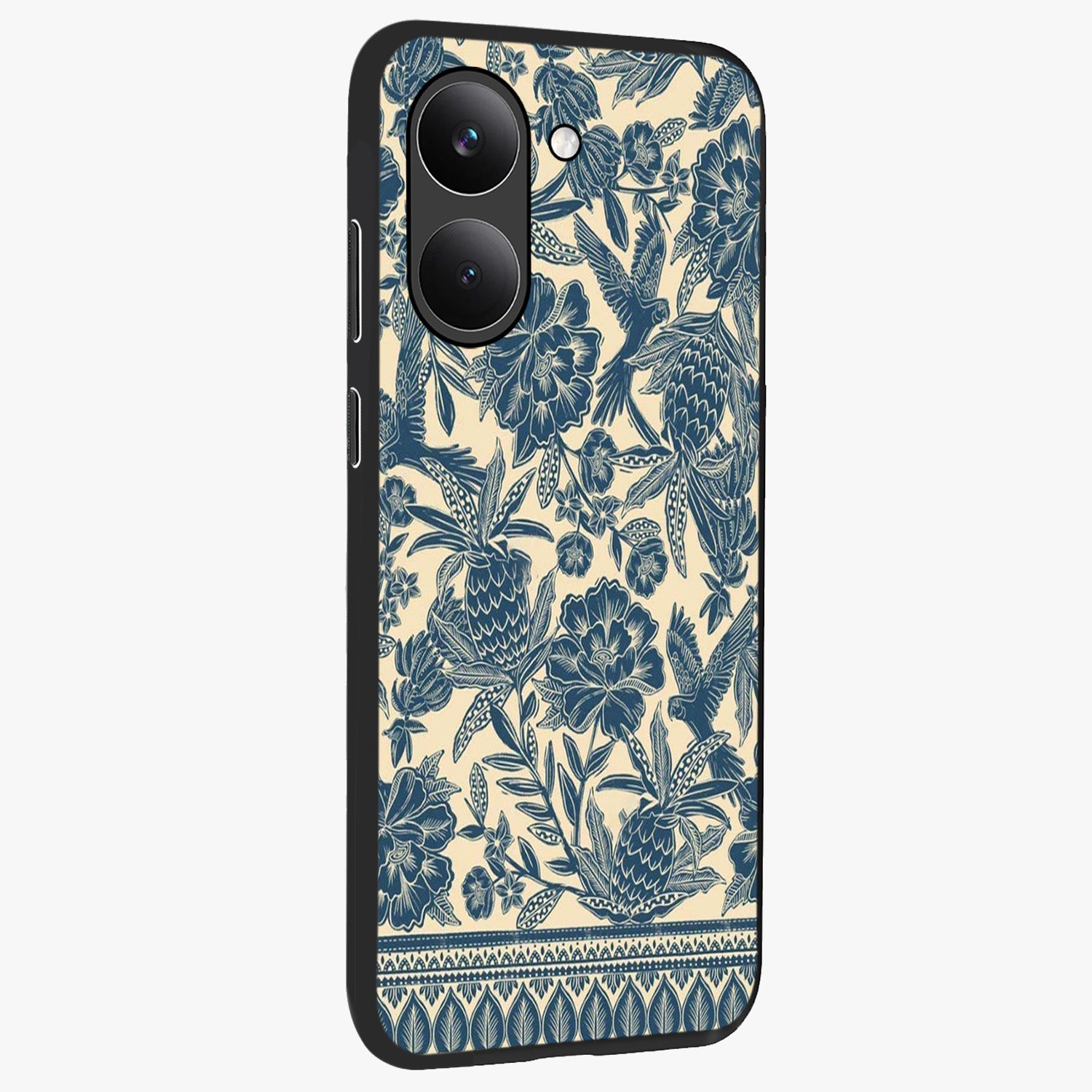 Heirloom Wild Bloom Glass Case upright view showcasing delicate wildflower artwork with timeless floral theme.