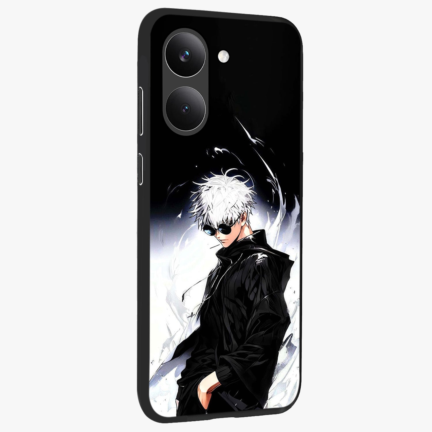 Limitless Shadow King Glass Case upright view showcasing bold shadow warrior artwork with epic fantasy theme.