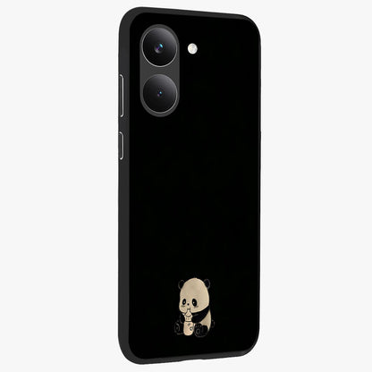 Midnight Panda Love Glass Case upright view showcasing charming panda artwork with playful romantic theme.