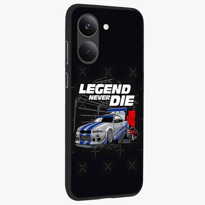 Midnight Racing Legacy Glass Case upright view showcasing powerful racing artwork with modern sports theme.