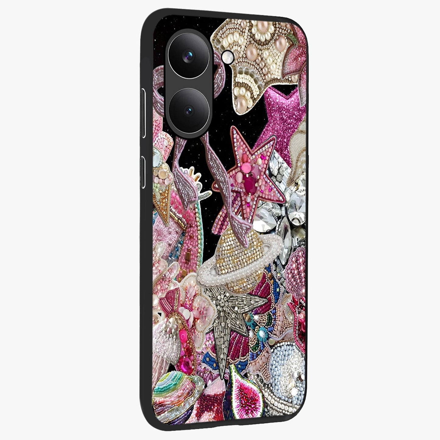 Starlit Jewel Dream Glass Case upright view showcasing radiant star inspired artwork with magical night theme.