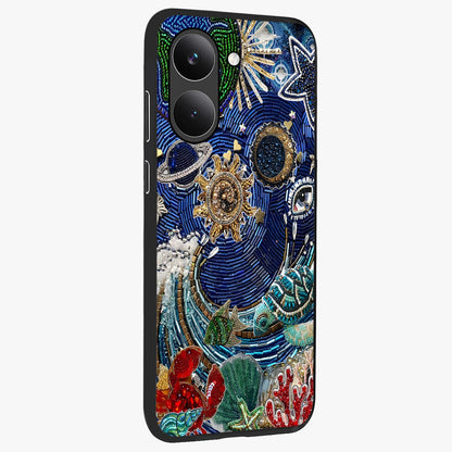 Universe Underwater Spark Glass Case upright view showcasing magical underwater galaxy artwork with vibrant cosmic theme.