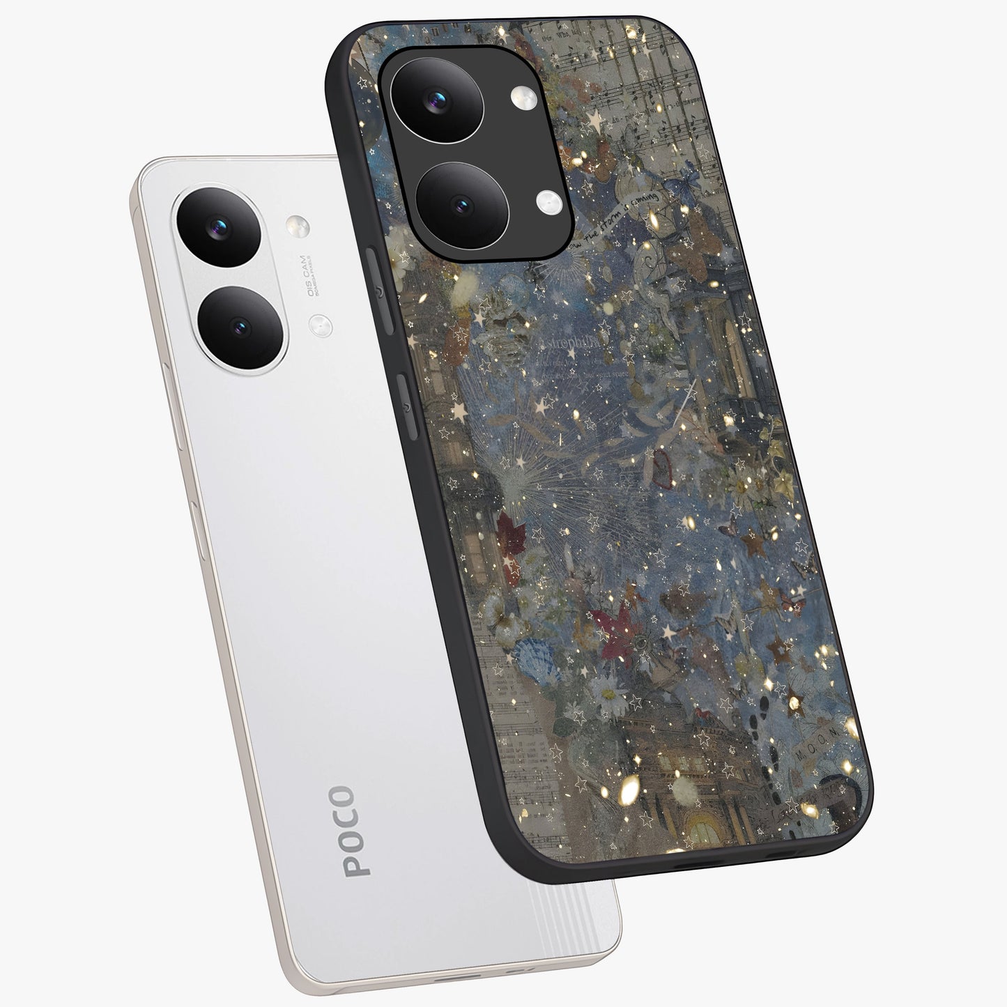 Aesthetic Astrolophia Glass Case displayed in angled mockup highlighting artistic aesthetic elements and smooth glass surface.