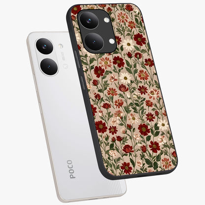 Biege Flower With Leaf Glass Case displayed in angled mockup highlighting minimal floral leaf design and elegant aesthetic.