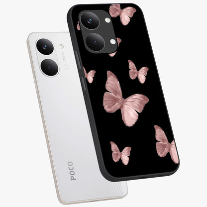 Butterfly Pattern Glass Case displayed in angled mockup highlighting delicate butterfly design and aesthetic pattern style.