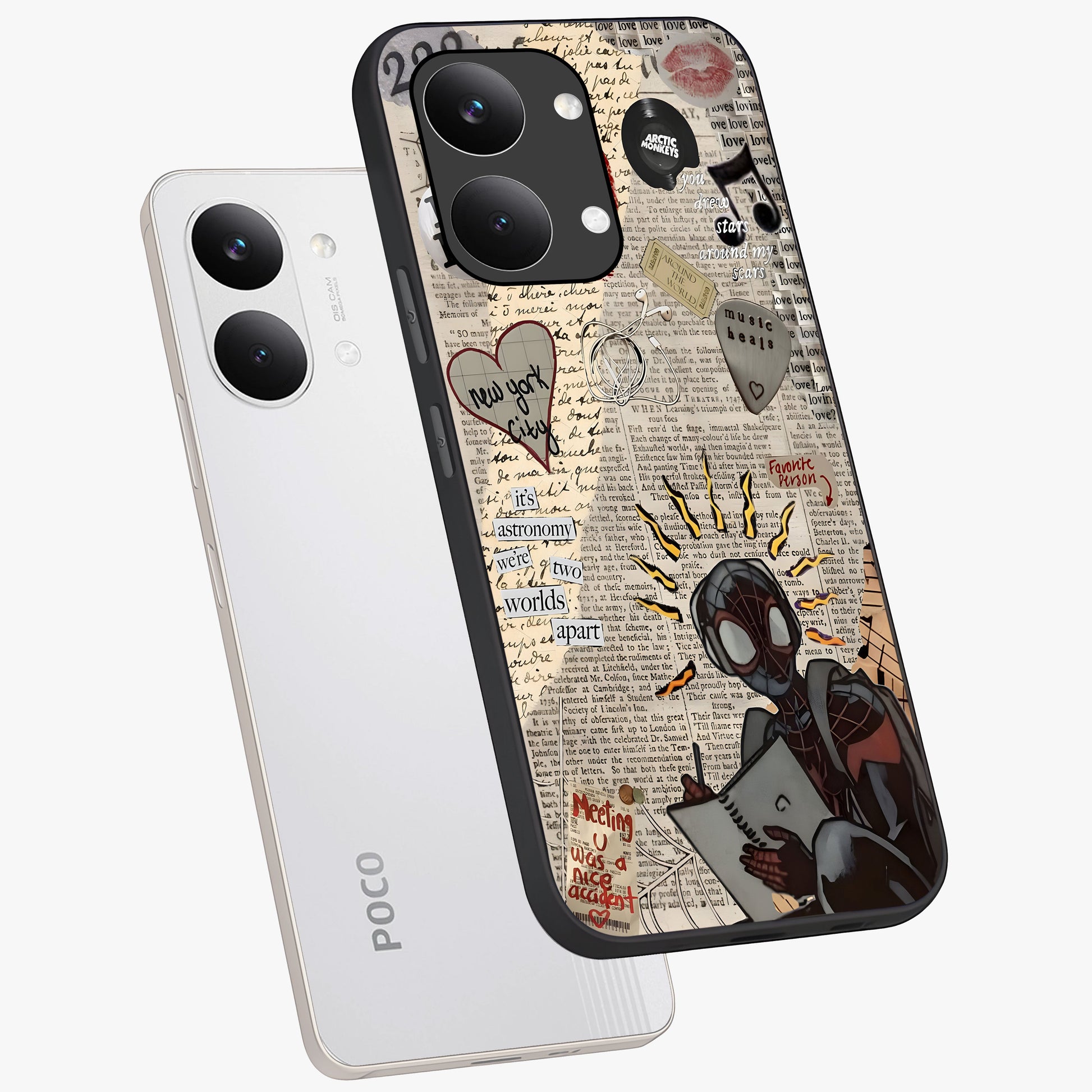City Dream Sketch Glass Case displayed in angled mockup highlighting minimal city illustration with aesthetic sketch style.