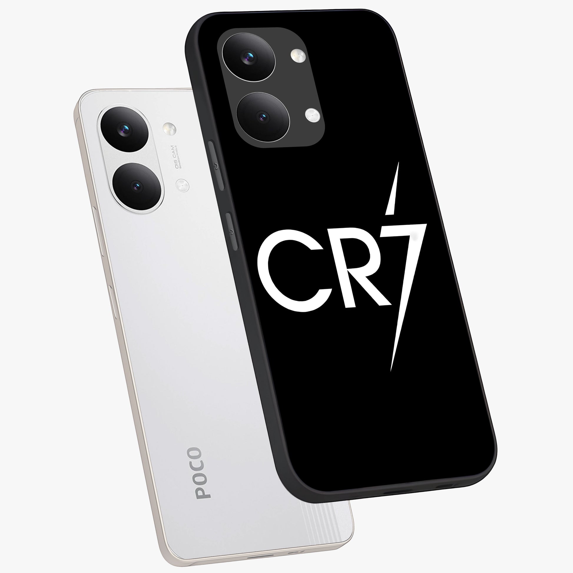 Cr7 Elite Strike Glass Case displayed in angled mockup highlighting powerful sports graphic with bold athletic theme.