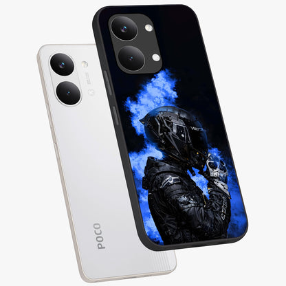 Cyber Sentinel Protocol Glass Case displayed in angled mockup highlighting digital cyber design with sci-fi aesthetic style.