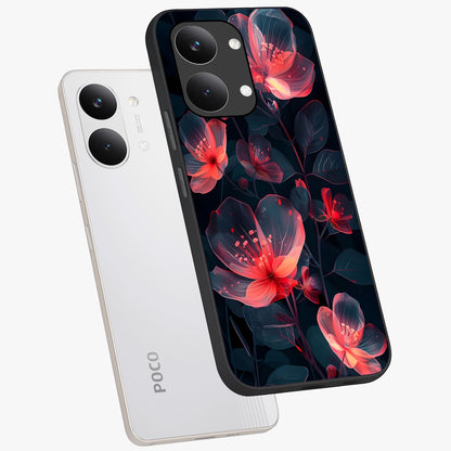 Dark Shade of Flower Glass Case displayed in angled mockup highlighting moody floral illustration with aesthetic dark tones.