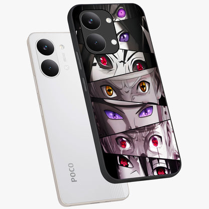 Eyes of Destiny Glass Case displayed in angled mockup highlighting bold eye illustration with mystical aesthetic style.