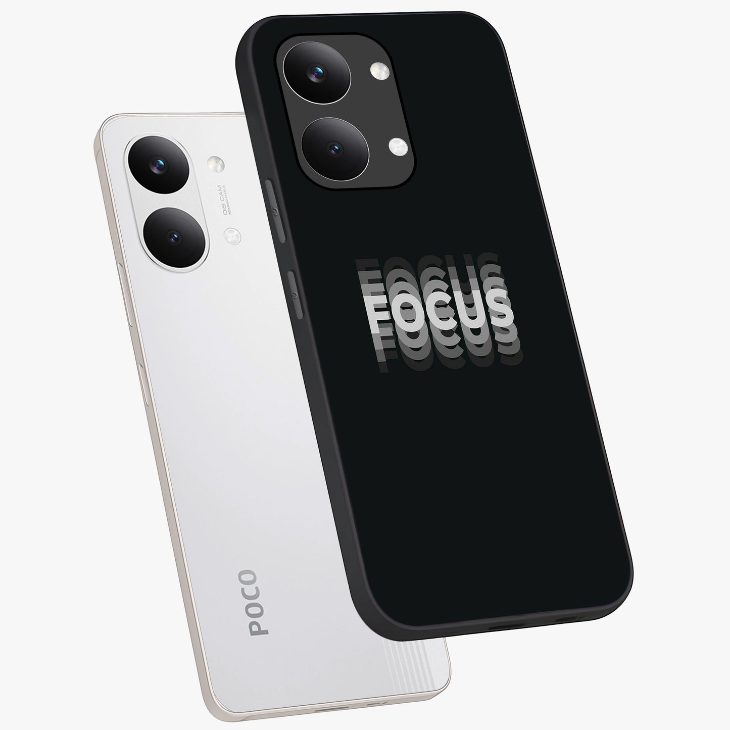Focus Mode On Glass Case displayed in angled mockup highlighting clean minimal text artwork with modern aesthetic style.