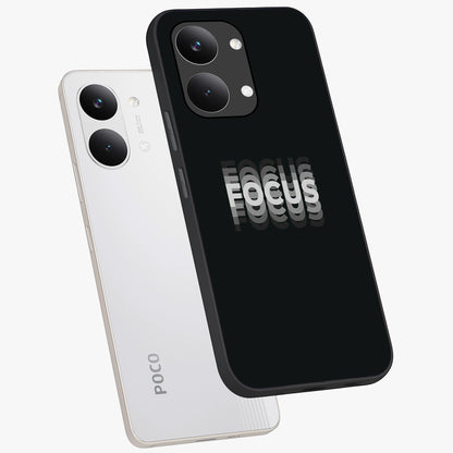 Focus Mode On Glass Case displayed in angled mockup highlighting clean minimal text artwork with modern aesthetic style.
