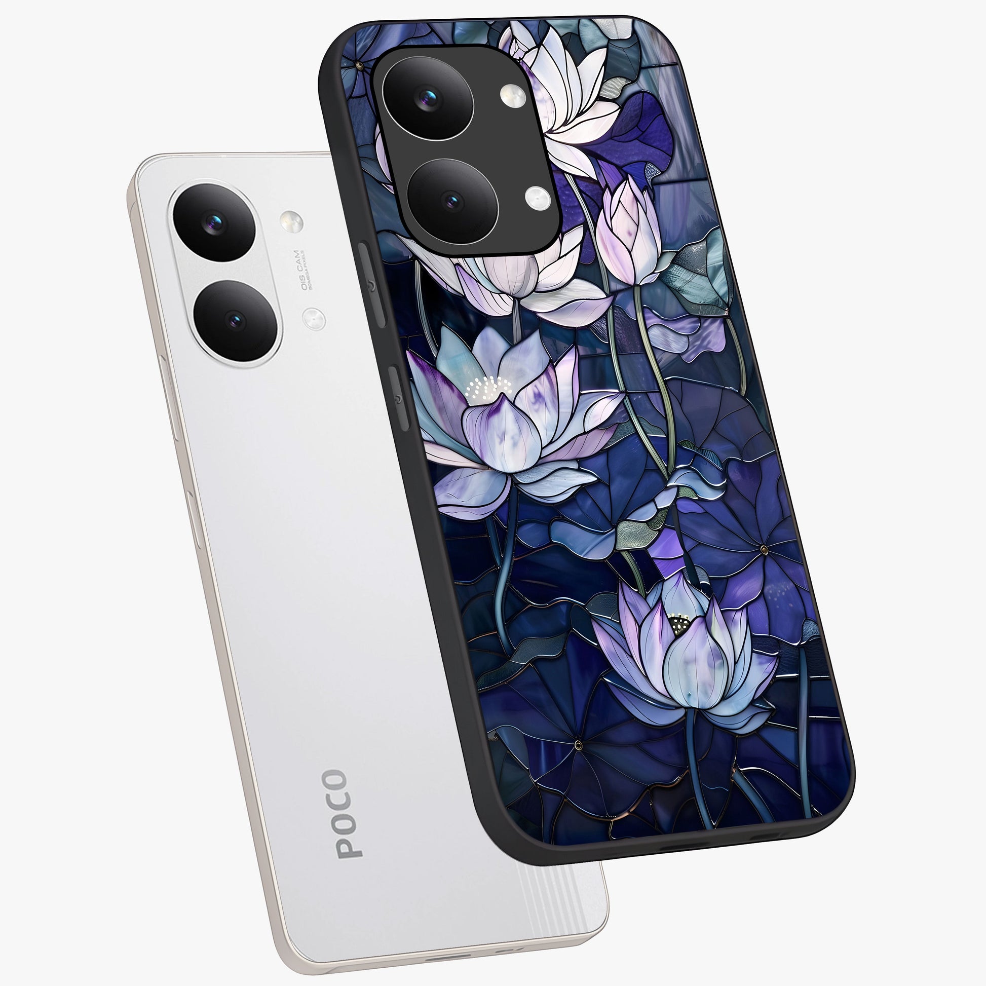 Gloss Petal Rush Glass Case displayed in angled mockup highlighting vibrant petal design with elegant floral aesthetic.