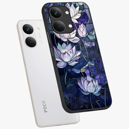 Gloss Petal Rush Glass Case displayed in angled mockup highlighting vibrant petal design with elegant floral aesthetic.
