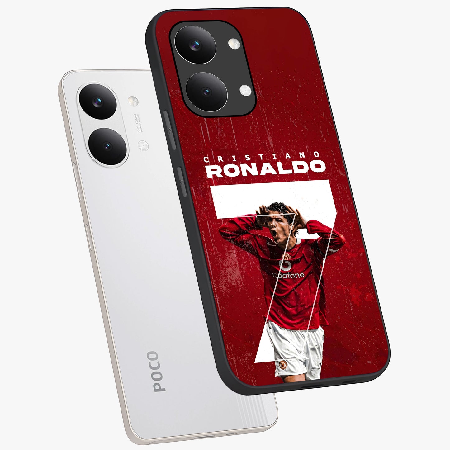 Goal Celebration Legacy Glass Case displayed in angled mockup highlighting energetic sports celebration design with bold athletic theme.