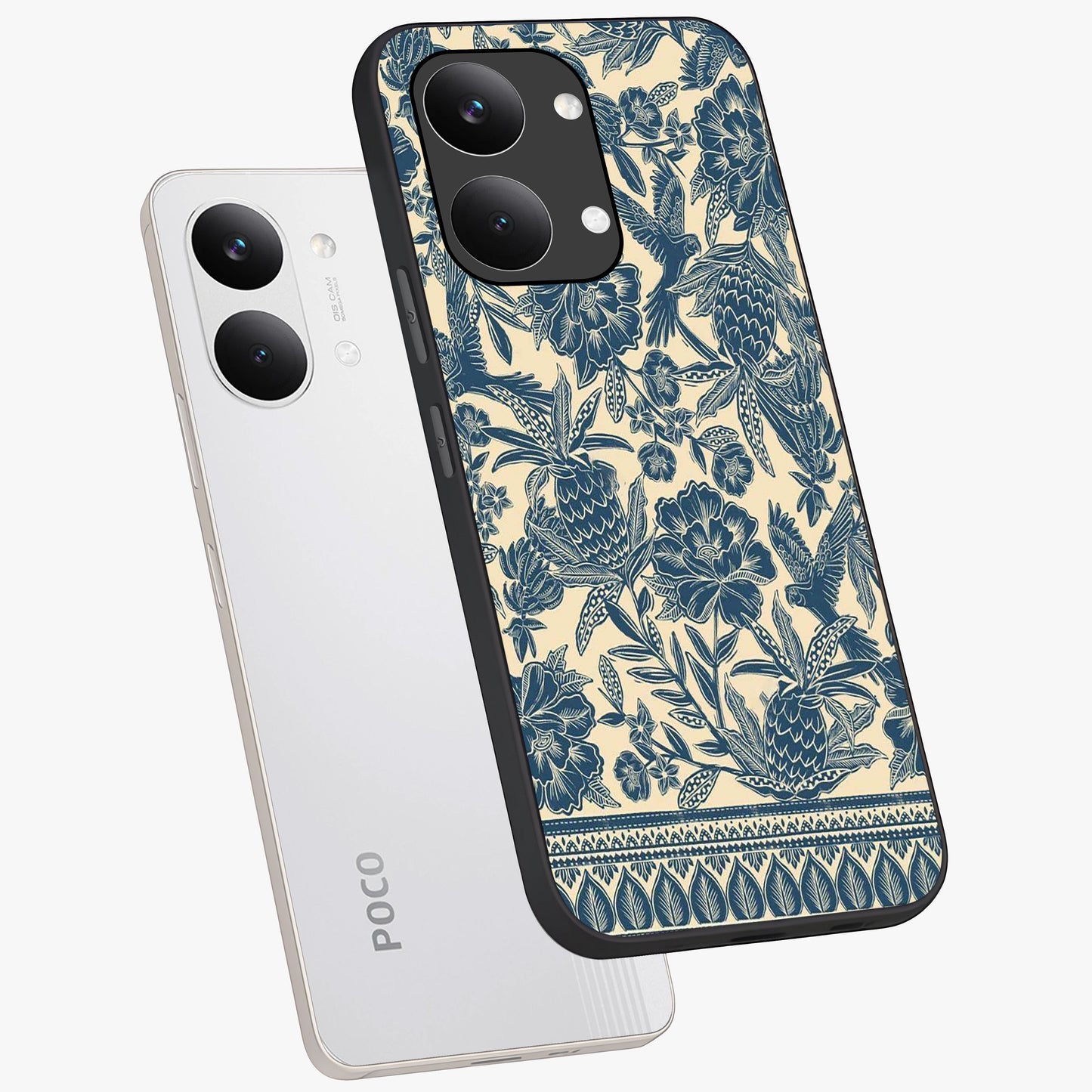Heirloom Wild Bloom Glass Case displayed in angled mockup highlighting botanical bloom design with classic aesthetic style.