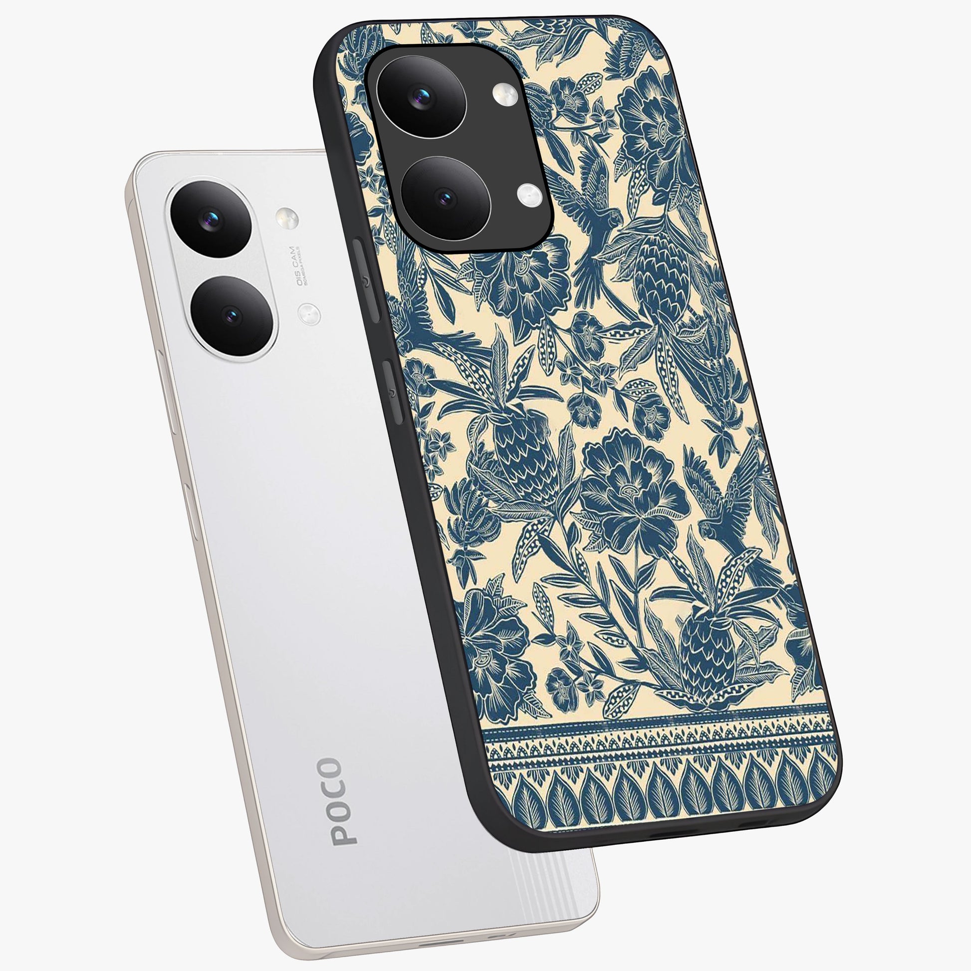 Heirloom Wild Bloom Glass Case displayed in angled mockup highlighting botanical bloom design with classic aesthetic style.