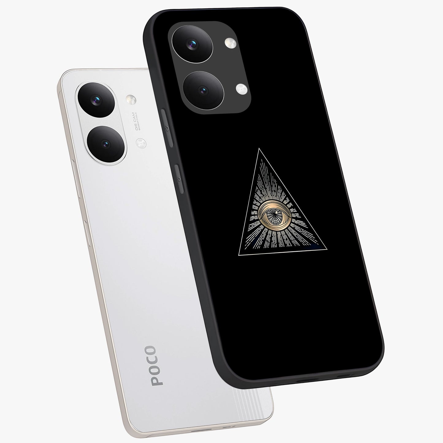 Illuminati Evil Glass Case displayed in angled mockup highlighting dark occult inspired design with bold aesthetic style.