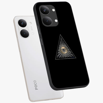Illuminati Evil Glass Case displayed in angled mockup highlighting dark occult inspired design with bold aesthetic style.