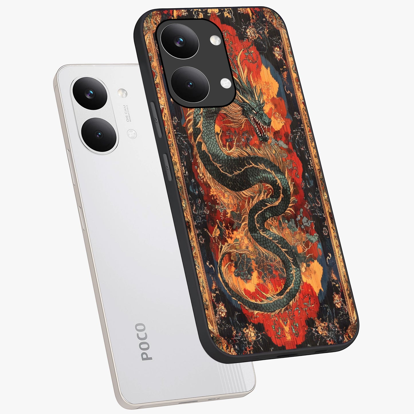 Inferno Dragon Soul Glass Case displayed in angled mockup highlighting powerful dragon illustration with inferno aesthetic.