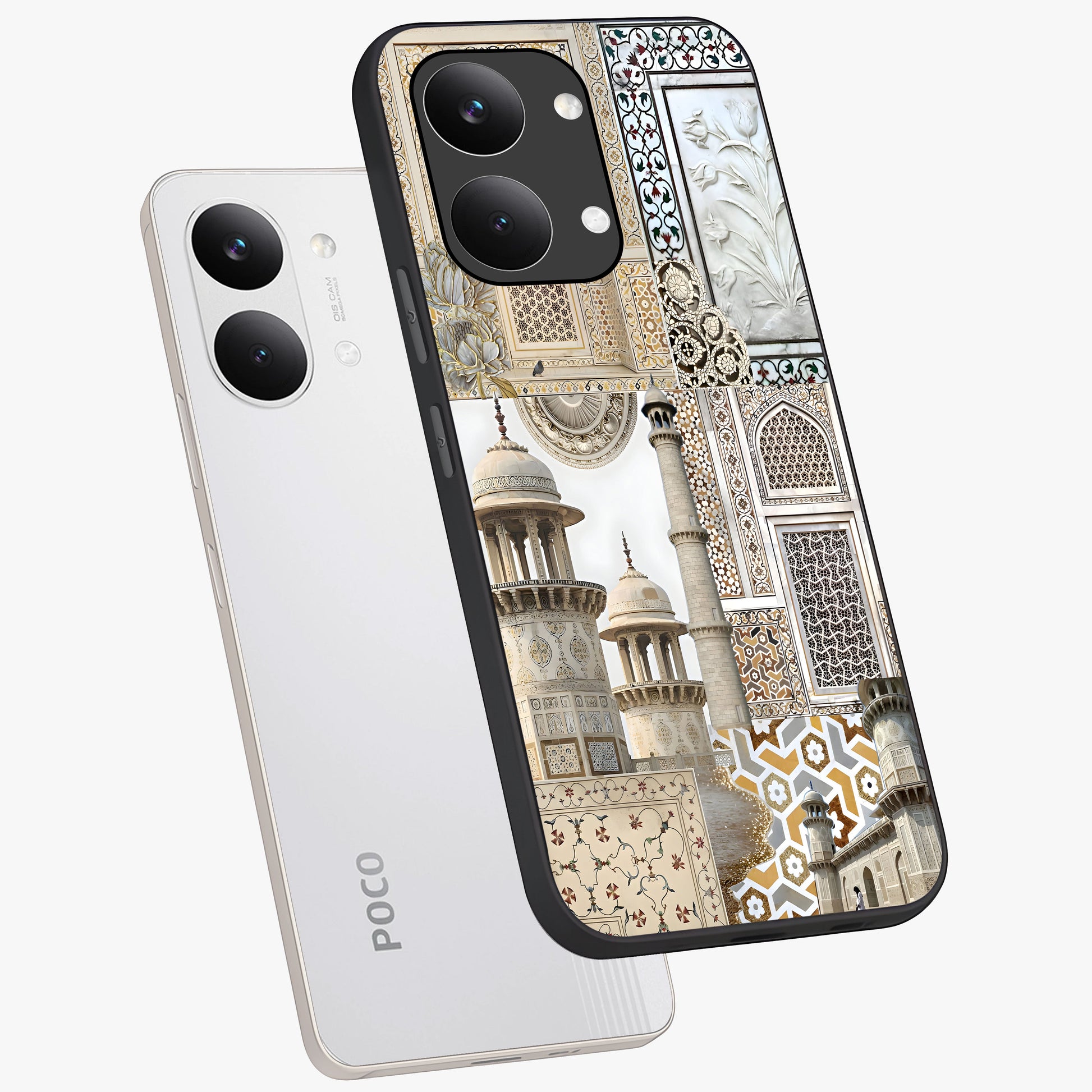 Mughal Marble Legacy Glass Case displayed in angled mockup highlighting elegant heritage marble artwork with royal aesthetic.