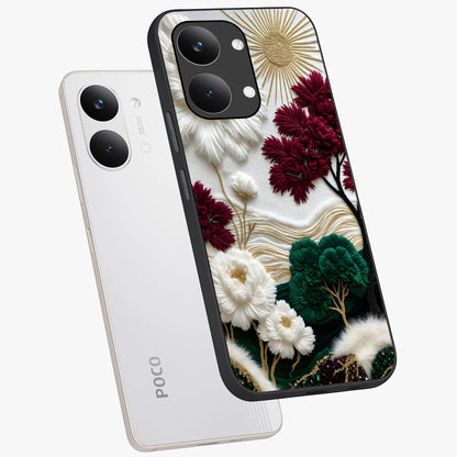 Radiant Bloom Elegance Glass Case displayed in angled mockup highlighting graceful floral design with radiant aesthetic style.