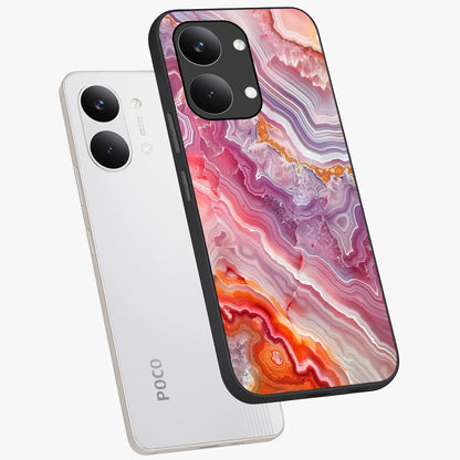 Rose Quartz Marble Glass Case displayed in angled mockup highlighting elegant marble pattern with soft aesthetic style.