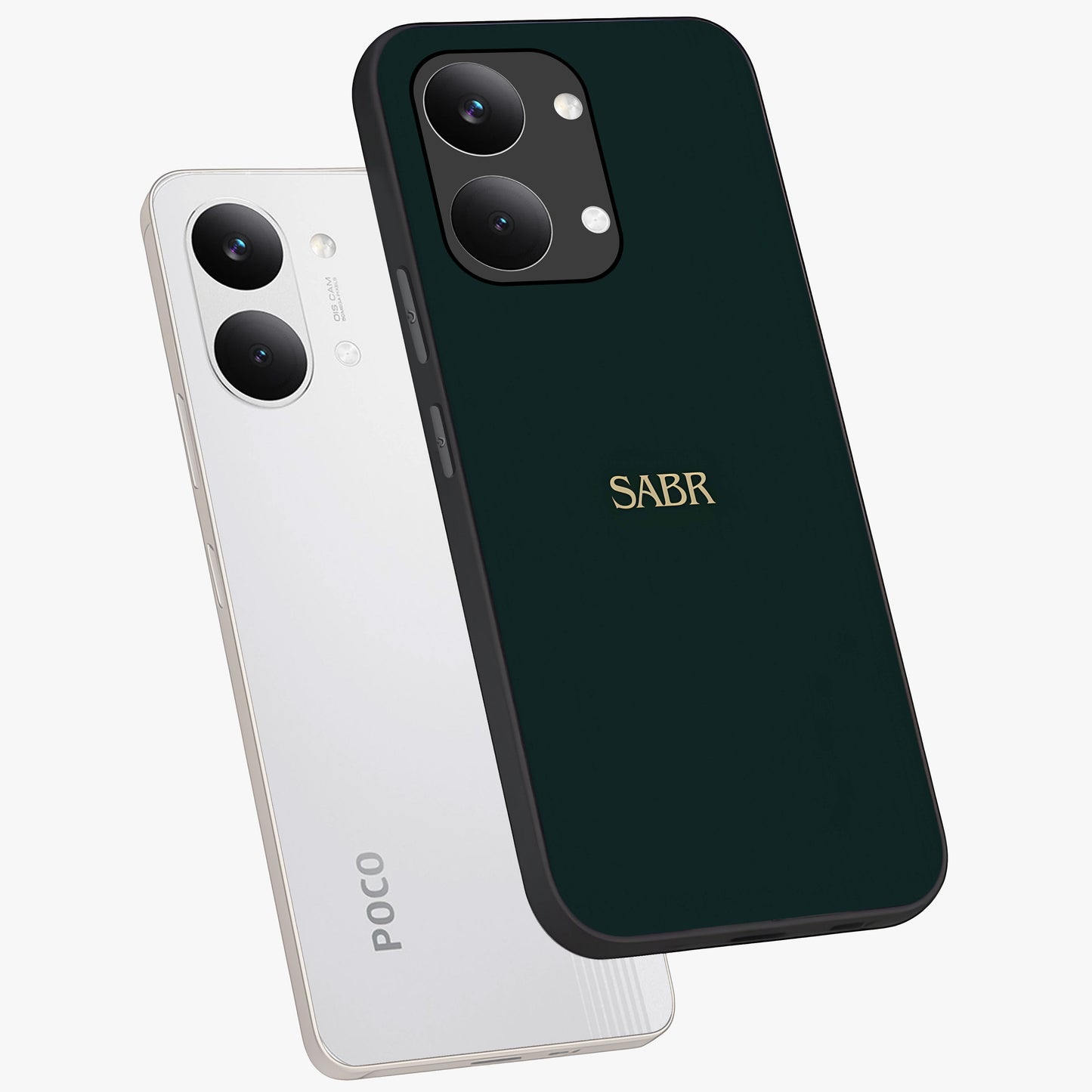 Sabr Minimal Patience Glass Case displayed in angled mockup highlighting simple inspirational design with clean aesthetic style.