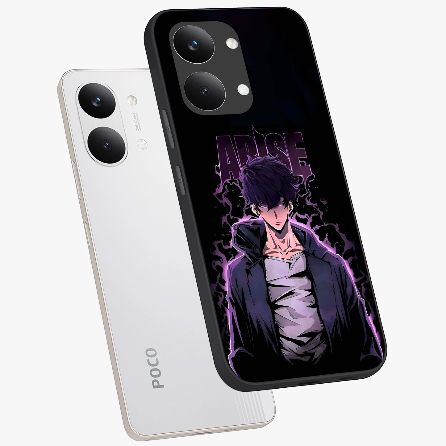 Shadow Monarch Awakening Glass Case displayed in angled mockup highlighting dramatic shadow warrior design with fantasy aesthetic.