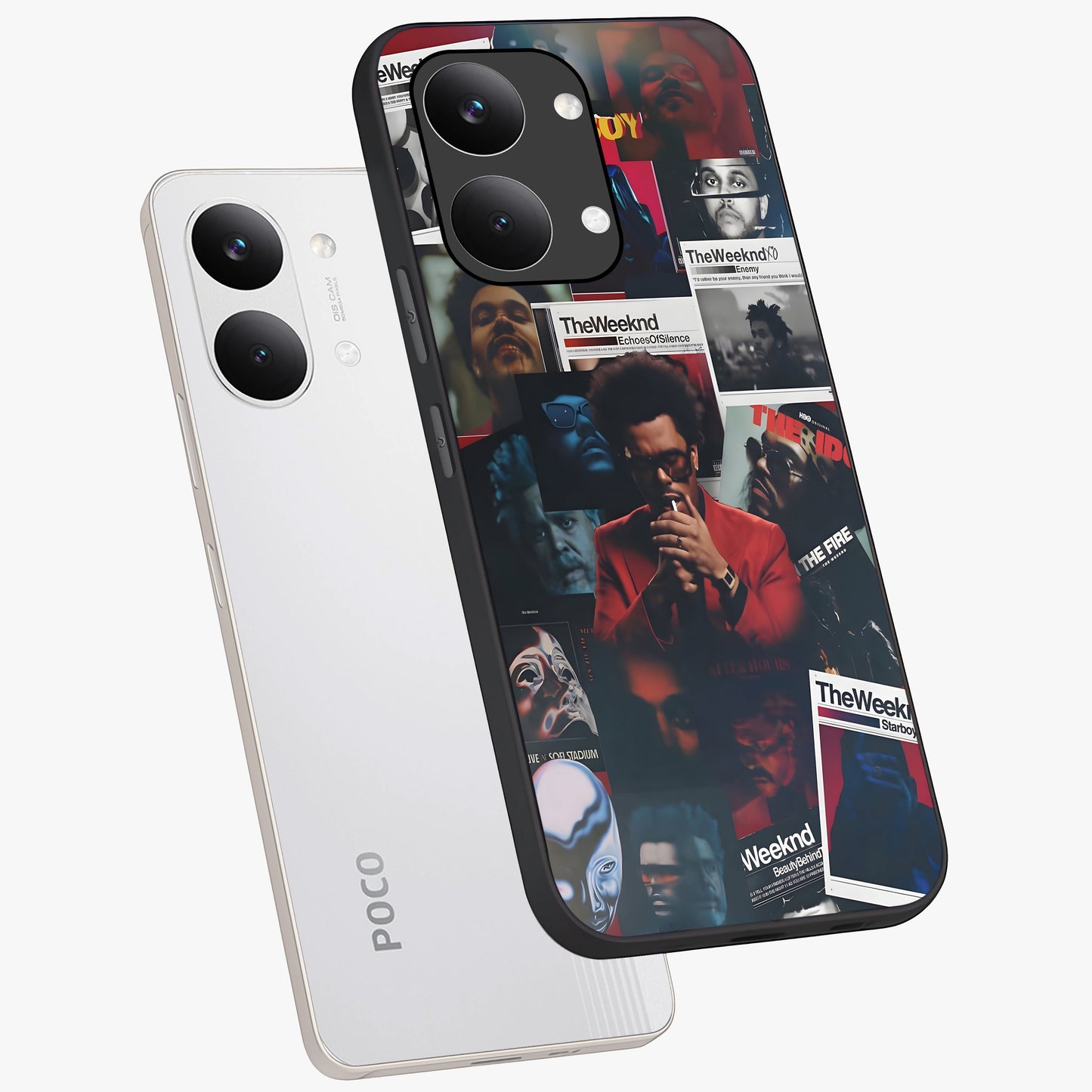 The Weeknd Glass Case displayed in angled mockup highlighting stylish pop culture inspired design with modern aesthetic.