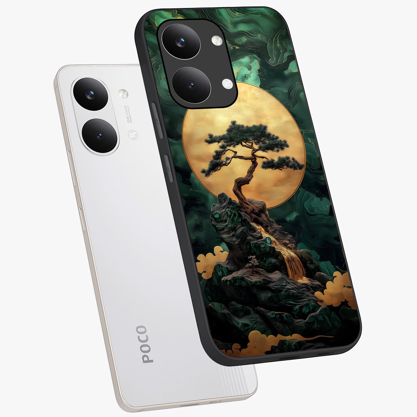 Zen Moon Rise Glass Case displayed in angled mockup highlighting peaceful lunar design with zen aesthetic style.