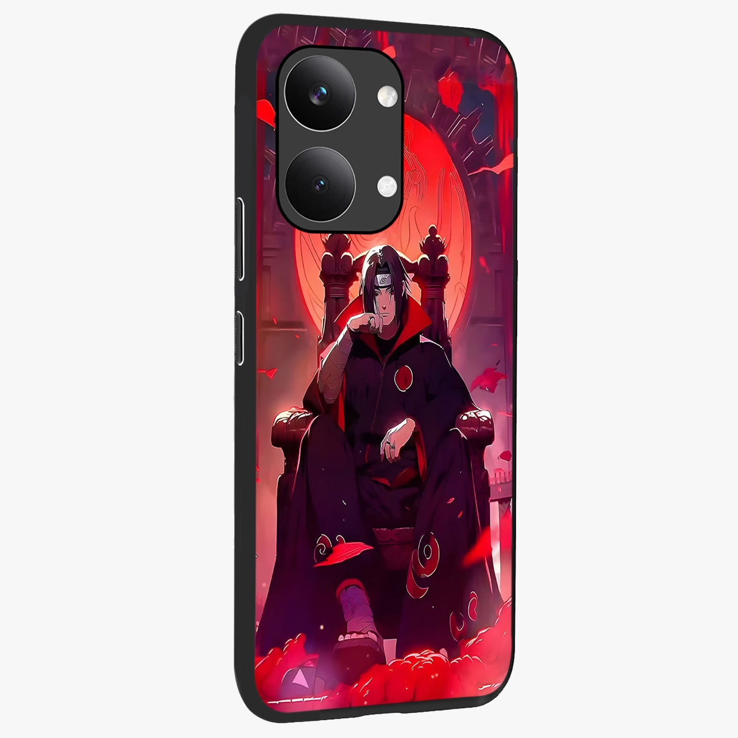 Blood Moon Sovereign Glass Case upright view showcasing powerful moon inspired artwork with cosmic aesthetic style.