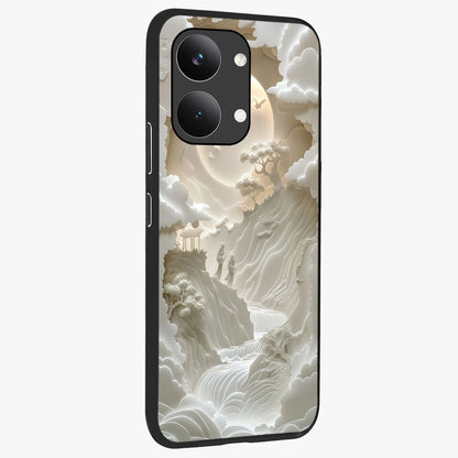 Celestial Origami Glass Case upright view showcasing creative origami artwork with modern celestial style.