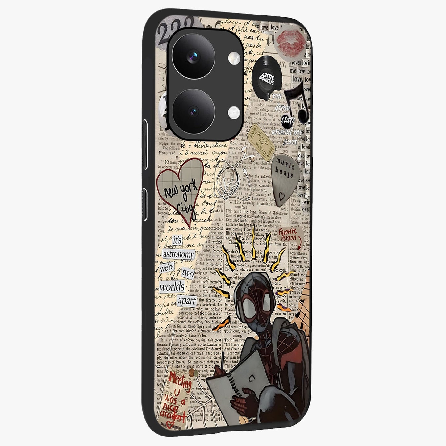City Dream Sketch Glass Case upright view showcasing urban skyline artwork with stylish hand drawn design.