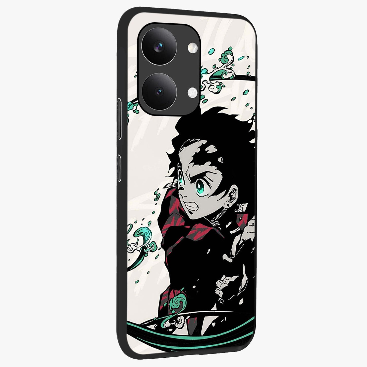 Demon Slayer Glass Case upright view showcasing powerful anime artwork with intense warrior theme.