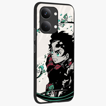 Demon Slayer Glass Case upright view showcasing powerful anime artwork with intense warrior theme.