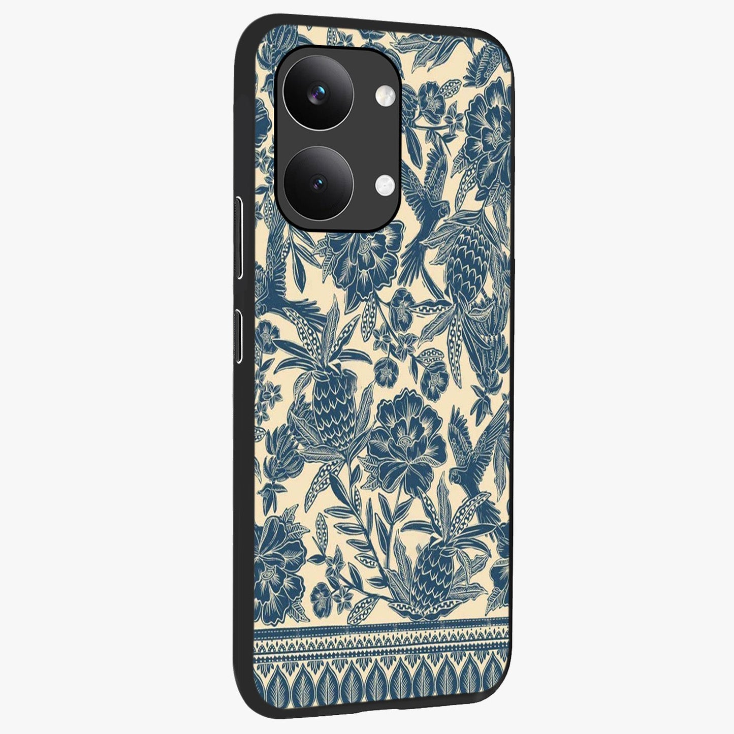 Heirloom Wild Bloom Glass Case upright view showcasing delicate wildflower artwork with timeless floral theme.