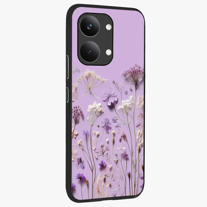 Lavender Blossom Dream Glass Case upright view showcasing delicate lavender blossom artwork with peaceful floral theme.