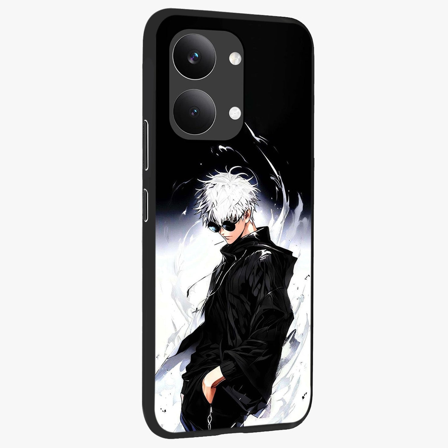 Limitless Shadow King Glass Case upright view showcasing bold shadow warrior artwork with epic fantasy theme.