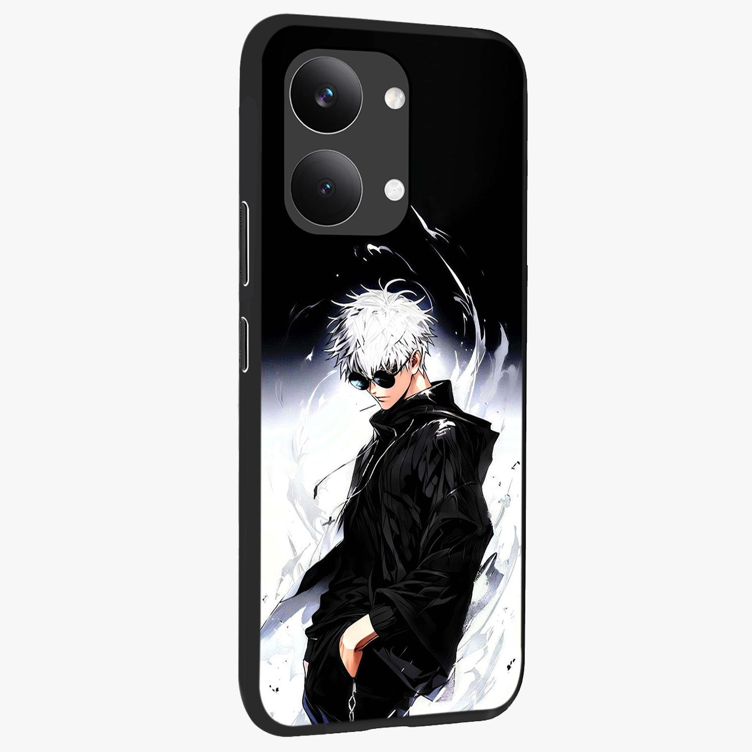 Limitless Shadow King Glass Case upright view showcasing bold shadow warrior artwork with epic fantasy theme.