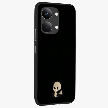 Midnight Panda Love Glass Case upright view showcasing charming panda artwork with playful romantic theme.