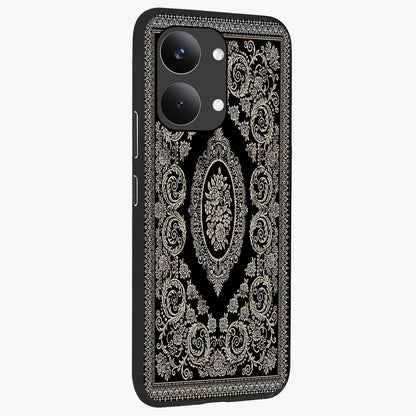 Noir Bloom Elegance Glass Case upright view showcasing graceful floral artwork with luxurious dark theme.