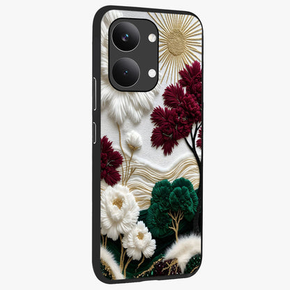 Radiant Bloom Elegance Glass Case upright view showcasing decorative flower artwork with refined botanical theme.