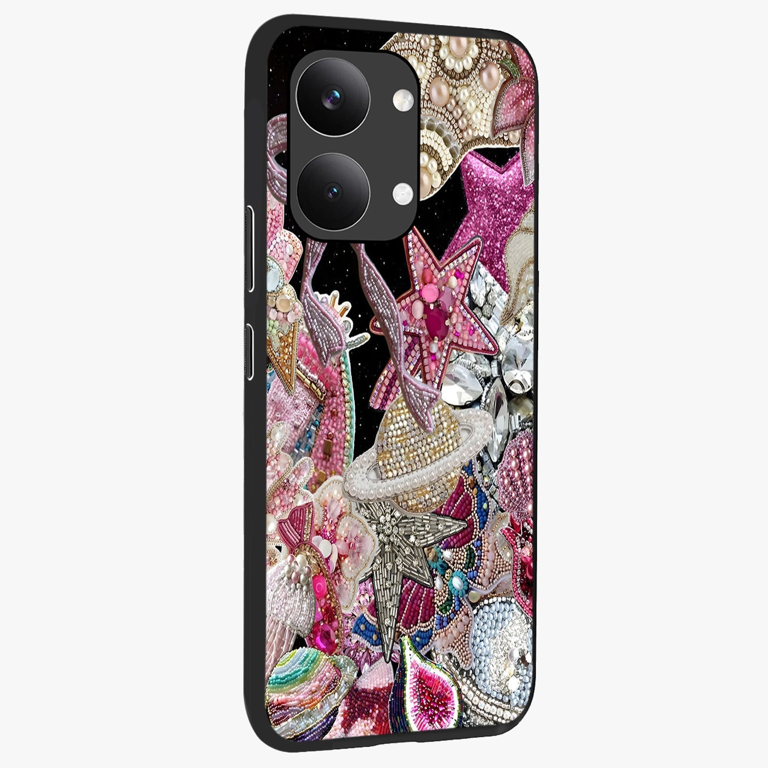 Starlit Jewel Dream Glass Case upright view showcasing radiant star inspired artwork with magical night theme.