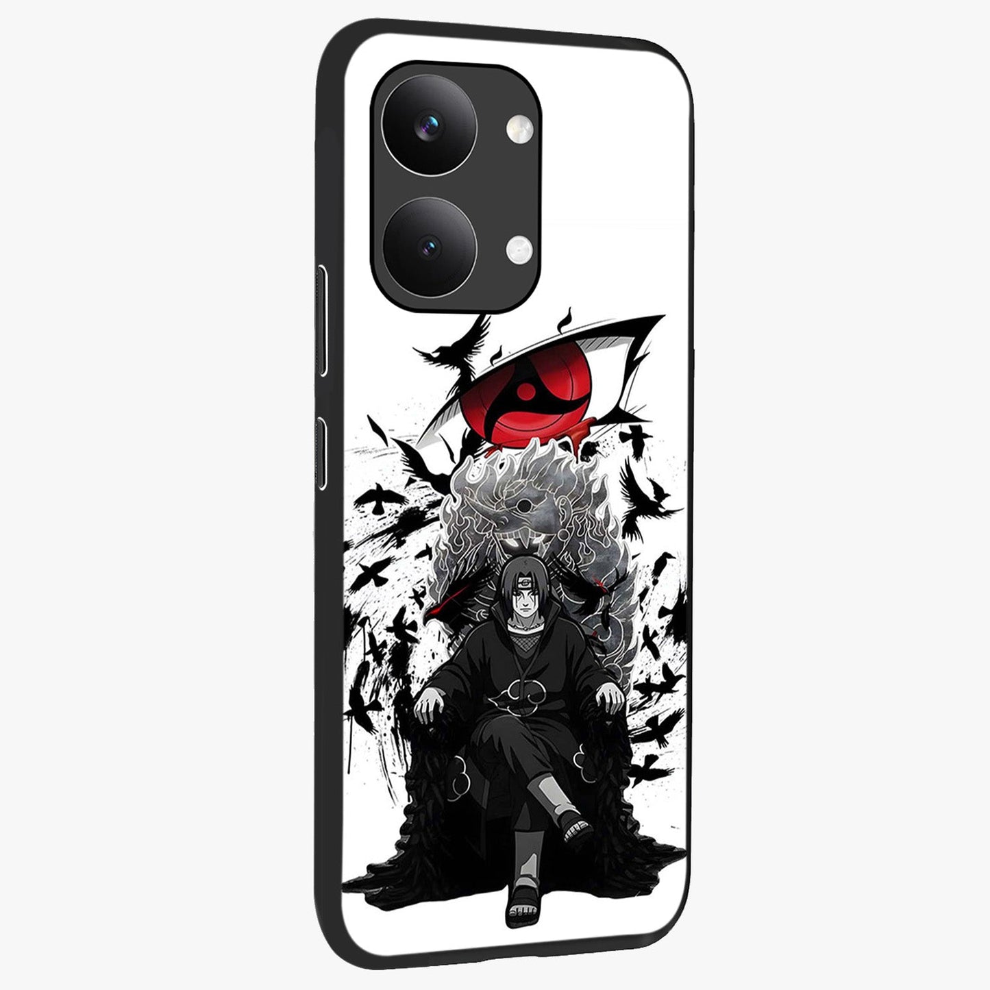 Uchiha Shadow Throne Glass Case upright view showcasing magical underwater galaxy artwork with vibrant cosmic theme.