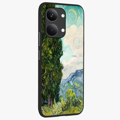 Van Gogh Vintage Art Glass Case upright view showcasing elegant vintage painting artwork with artistic heritage theme.
