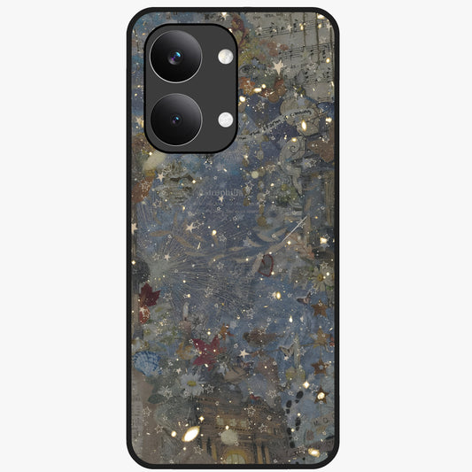 Aesthetic Astrolophia Glass Case showing flat back view with dreamy aesthetic design and glossy glass finish.