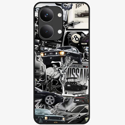 Aesthetic Dark Love Glass Case showing flat back view with dark romantic artwork and glossy glass finish.