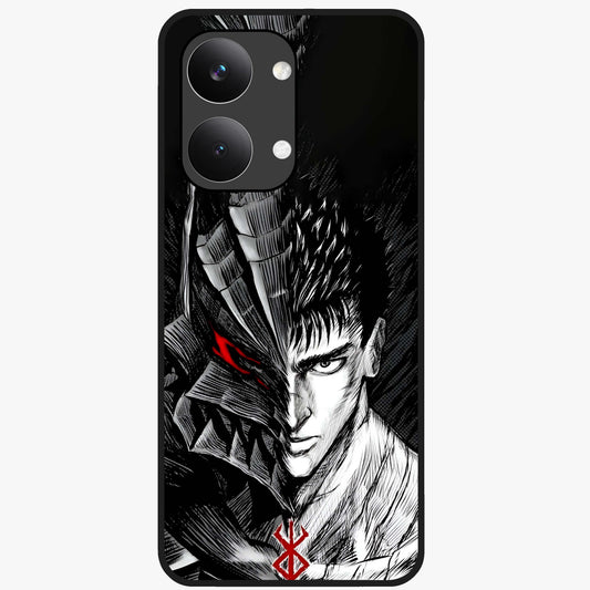 Berserker Blood Oath Glass Case showing flat back view with fierce warrior inspired artwork and glossy glass finish.