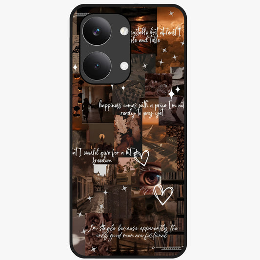 Bittersweet Aesthetic Chaos Glass Case showing flat back view with artistic chaotic aesthetic design and glossy glass finish.